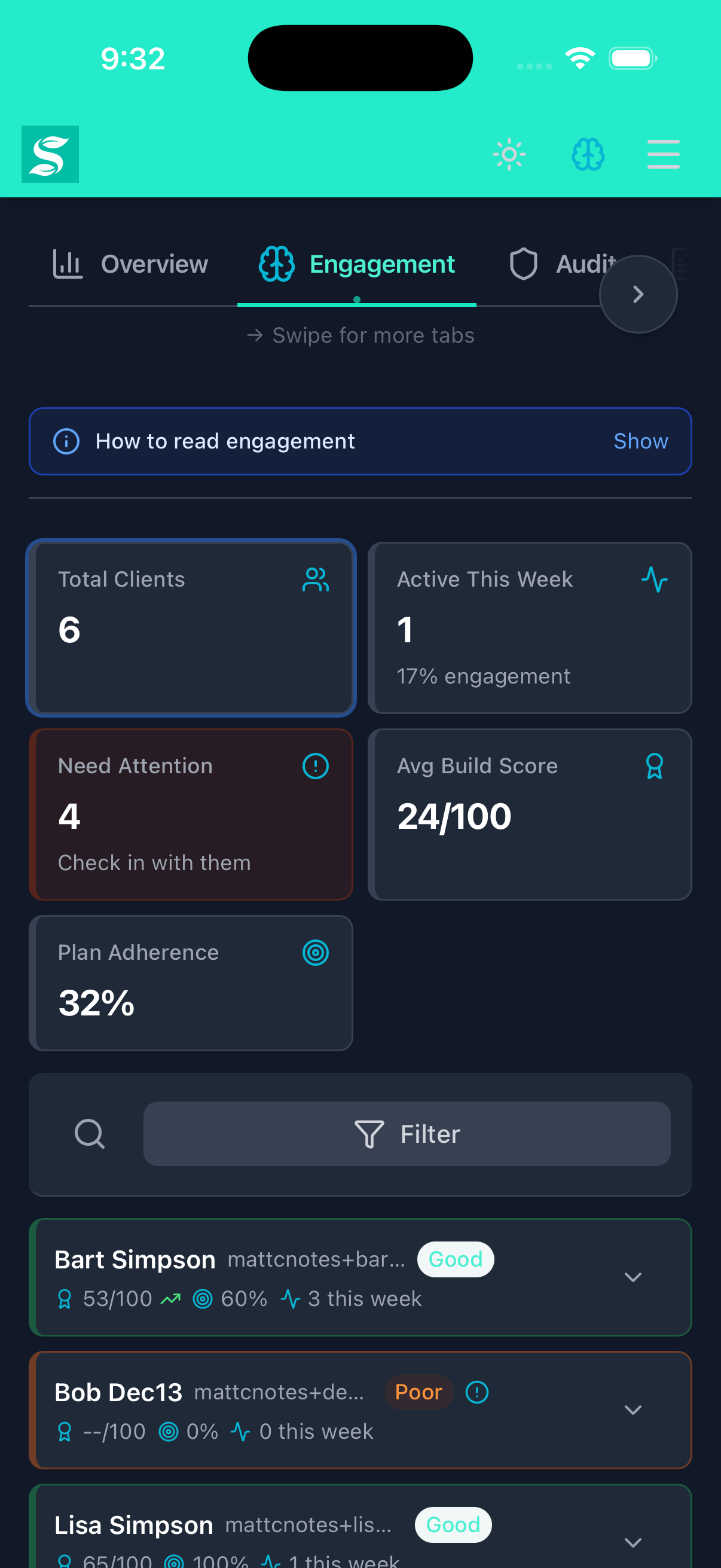 Client engagement tracking